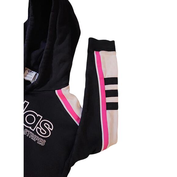 Rare Adidas Y2K Color-Block Cropped Hoodie 💗🖤 Retro Moto size xsmall - Picture 6 of 8